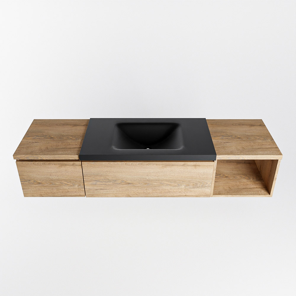 MONDIAZ BUKLA 160cm mueble de baño con módulo abierto 40 derecho Washed Oak 2 cajones. Lavabo CLOUD centro 1 orificio color Urban 6 MONDIAZ BUKLA 160cm mueble de baño con módulo abierto 40 derecho Washed Oak 2 cajones. Lavabo CLOUD centro 1 orificio color Urban - Imagen 6