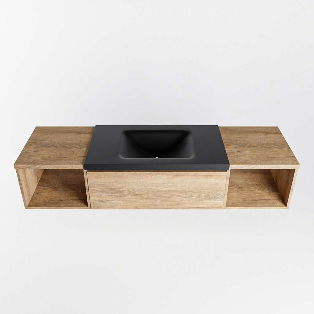 MONDIAZ BUKLA 160cm mueble de baño con módulo abierto 40 izquierda + derecho Washed Oak 1 cajón. Lavabo CLOUD centro sin orificios color Urban 6 MONDIAZ BUKLA 160cm mueble de baño con módulo abierto 40 izquierda + derecho Washed Oak 1 cajón. Lavabo CLOUD centro sin orificios color Urban - Imagen 6
