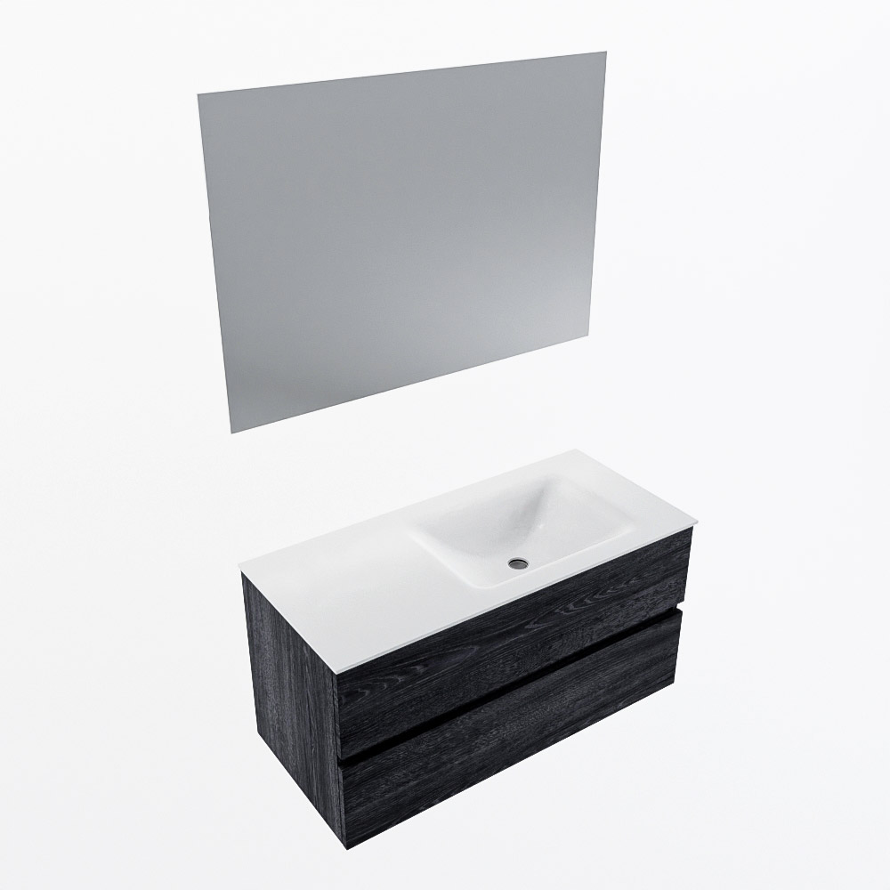 MONDIAZ VICA 100cm mueble de baño Antracite 2 cajones. Lavabo CLOUD Derecho 1 orificio color Talc con espejo LED. 6 MONDIAZ VICA 100cm mueble de baño Antracite 2 cajones. Lavabo CLOUD Derecho 1 orificio color Talc con espejo LED. - Imagen 6