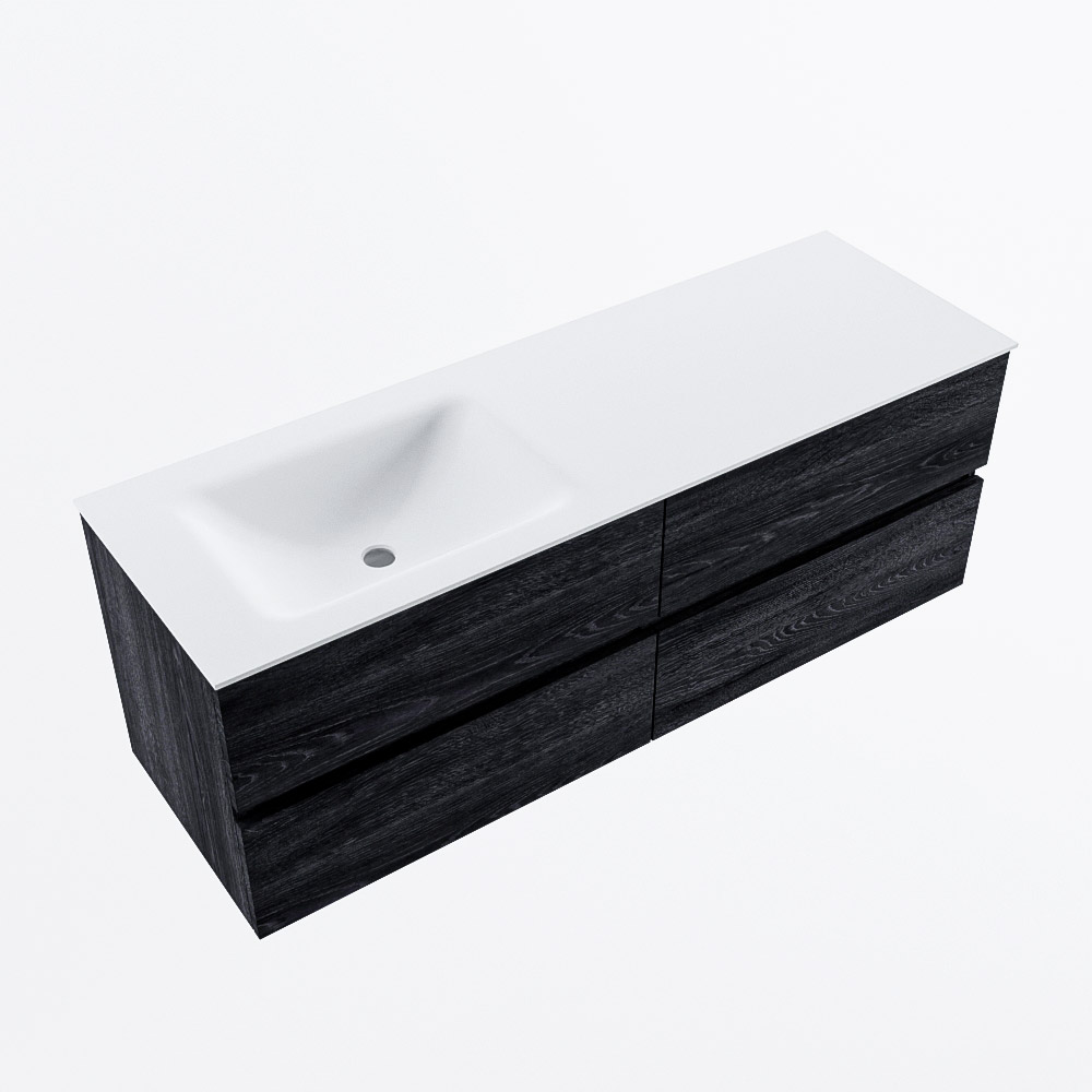 MONDIAZ VICA 140cm mueble de baño Antracite 4 cajones. Lavabo CLOUD Izquierda sin orificio, color Talc. 6 MONDIAZ VICA 140cm mueble de baño Antracite 4 cajones. Lavabo CLOUD Izquierda sin orificio, color Talc. - Imagen 6