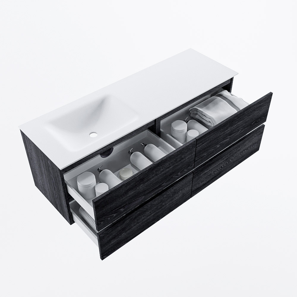 MONDIAZ VICA 140cm mueble de baño Antracite 4 cajones. Lavabo CLOUD Izquierda sin orificio, color Talc. 7 MONDIAZ VICA 140cm mueble de baño Antracite 4 cajones. Lavabo CLOUD Izquierda sin orificio, color Talc. - Imagen 7