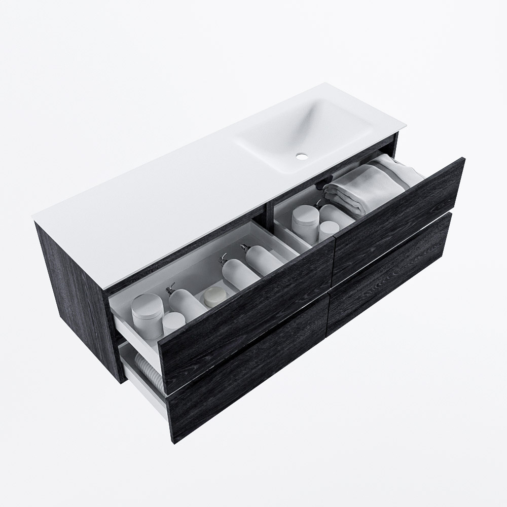 MONDIAZ VICA 140cm mueble de baño Antracite 4 cajones. Lavabo CLOUD Derecho sin orificio, color Talc. 7 MONDIAZ VICA 140cm mueble de baño Antracite 4 cajones. Lavabo CLOUD Derecho sin orificio, color Talc. - Imagen 7