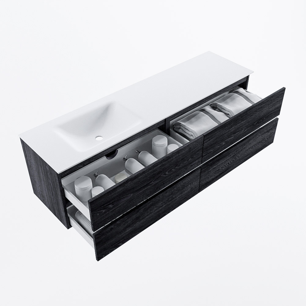 MONDIAZ VICA 170cm mueble de baño Antracite 4 cajones. Lavabo CLOUD Izquierda sin orificio, color Talc. 7 MONDIAZ VICA 170cm mueble de baño Antracite 4 cajones. Lavabo CLOUD Izquierda sin orificio, color Talc. - Imagen 7