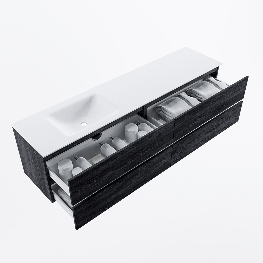 MONDIAZ VICA 190cm mueble de baño Antracite 4 cajones. Lavabo CLOUD Izquierda sin orificio, color Talc. 7 MONDIAZ VICA 190cm mueble de baño Antracite 4 cajones. Lavabo CLOUD Izquierda sin orificio, color Talc. - Imagen 7