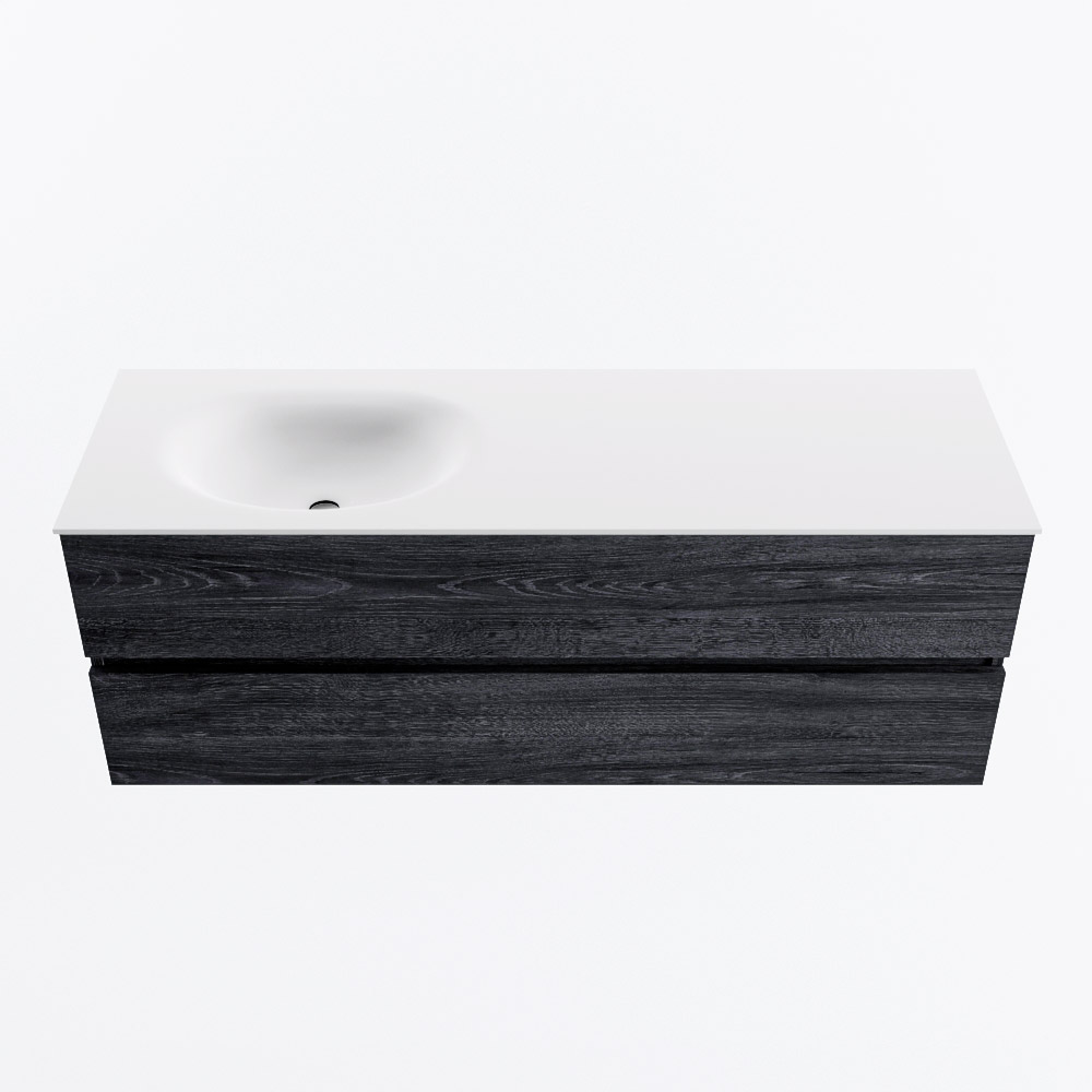 MONDIAZ VICA 140cm mueble de baño Antracite 2 cajones. Lavabo MOON Izquierda 1 orificio, color Talc. 4 MONDIAZ VICA 140cm mueble de baño Antracite 2 cajones. Lavabo MOON Izquierda 1 orificio, color Talc. - Imagen 4