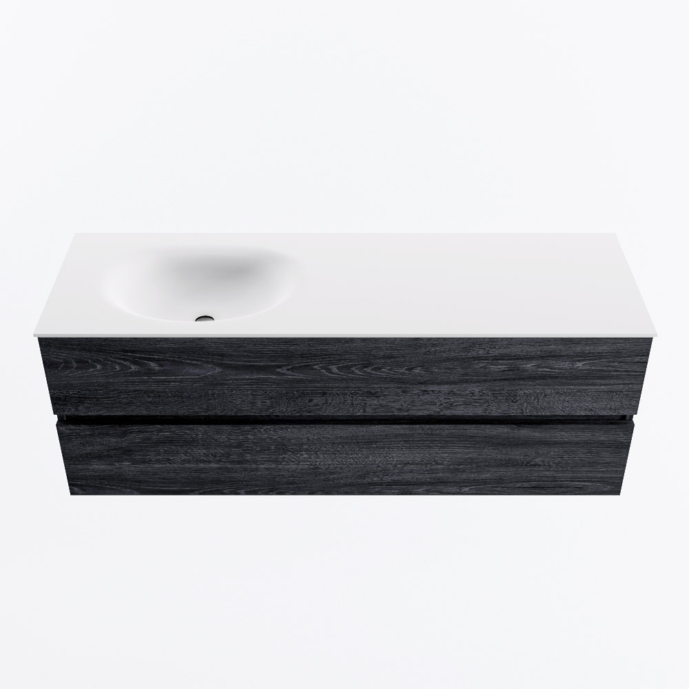 MONDIAZ VICA 140cm mueble de baño Antracite 2 cajones. Lavabo MOON Izquierda sin orificio, color Talc. 4 MONDIAZ VICA 140cm mueble de baño Antracite 2 cajones. Lavabo MOON Izquierda sin orificio, color Talc. - Imagen 4