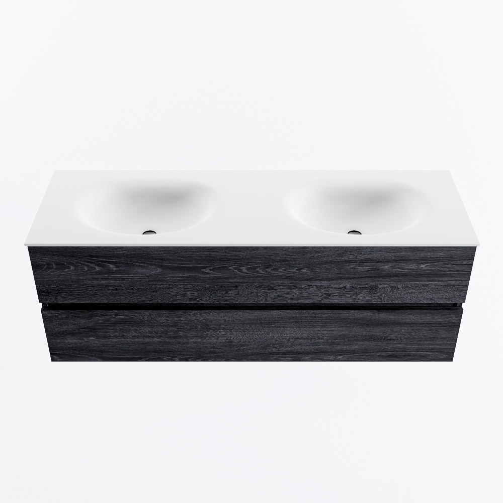 MONDIAZ VICA 140cm mueble de baño Antracite 2 cajones. Lavabo MOON Doble sin orificio, color Talc. 4 MONDIAZ VICA 140cm mueble de baño Antracite 2 cajones. Lavabo MOON Doble sin orificio, color Talc. - Imagen 4