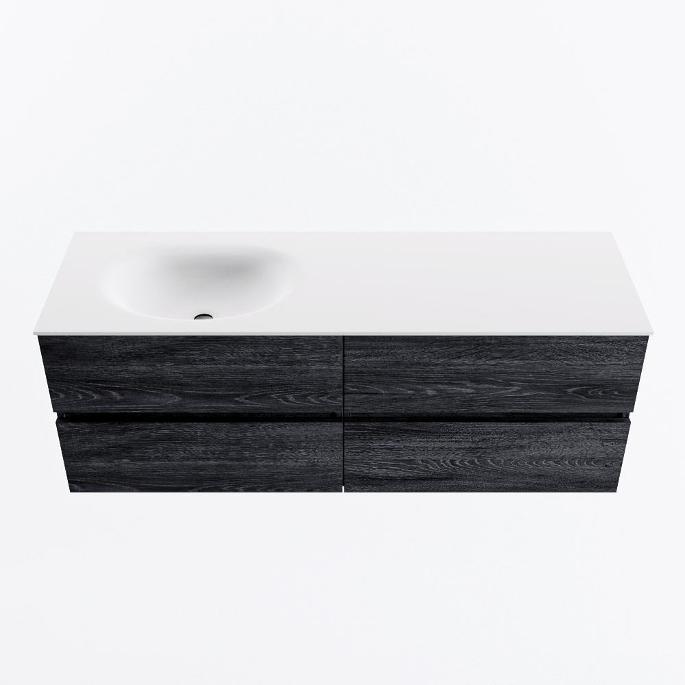 MONDIAZ VICA 140cm mueble de baño Antracite 4 cajones. Lavabo MOON Izquierda 1 orificio, color Talc. 5 MONDIAZ VICA 140cm mueble de baño Antracite 4 cajones. Lavabo MOON Izquierda 1 orificio, color Talc. - Imagen 5