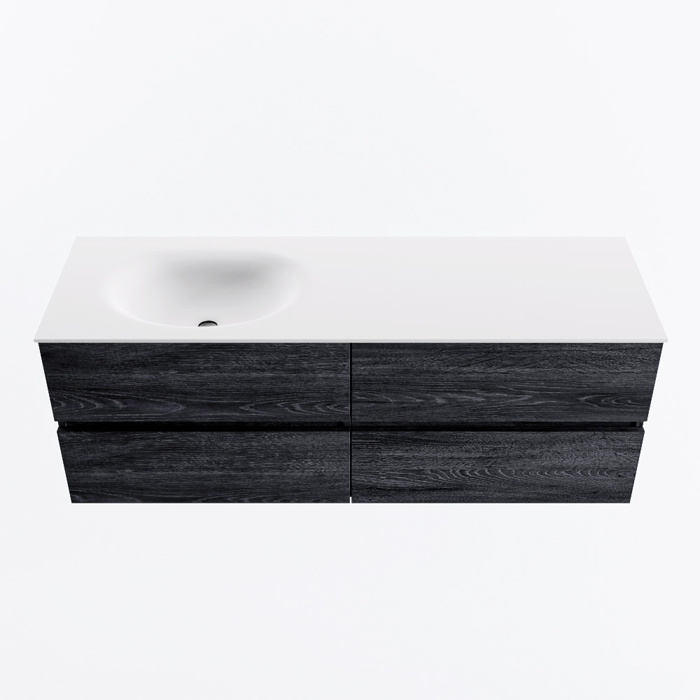 MONDIAZ VICA 140cm mueble de baño Antracite 4 cajones. Lavabo MOON Izquierda sin orificio, color Talc. 5 MONDIAZ VICA 140cm mueble de baño Antracite 4 cajones. Lavabo MOON Izquierda sin orificio, color Talc. - Imagen 5