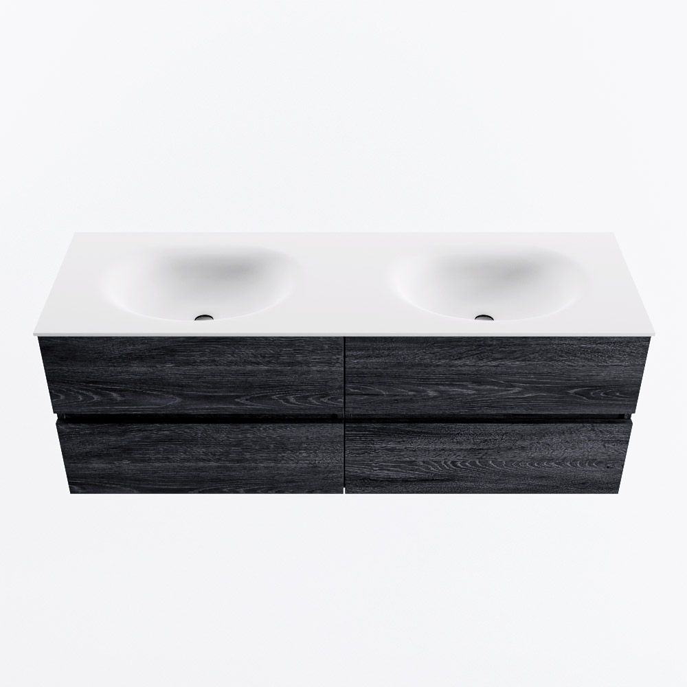 MONDIAZ VICA 140cm mueble de baño Antracite 4 cajones. Lavabo MOON Doble sin orificio, color Talc. 4 MONDIAZ VICA 140cm mueble de baño Antracite 4 cajones. Lavabo MOON Doble sin orificio, color Talc. - Imagen 4