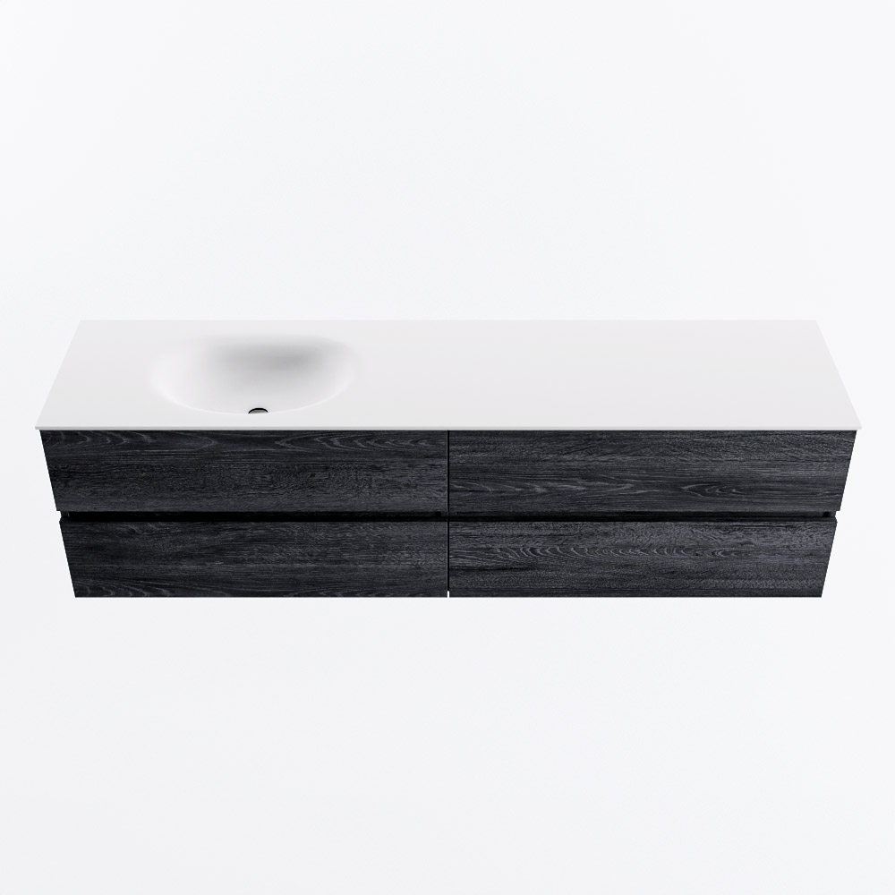 MONDIAZ VICA 180cm mueble de baño Antracite 4 cajones. Lavabo MOON Izquierda 1 orificio, color Talc. 5 MONDIAZ VICA 180cm mueble de baño Antracite 4 cajones. Lavabo MOON Izquierda 1 orificio, color Talc. - Imagen 5
