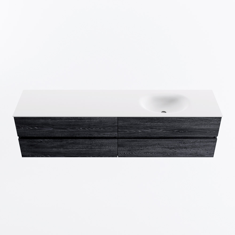 MONDIAZ VICA 190cm mueble de baño Antracite 4 cajones. Lavabo MOON Derecho 1 orificio, color Talc. 5 MONDIAZ VICA 190cm mueble de baño Antracite 4 cajones. Lavabo MOON Derecho 1 orificio, color Talc. - Imagen 5