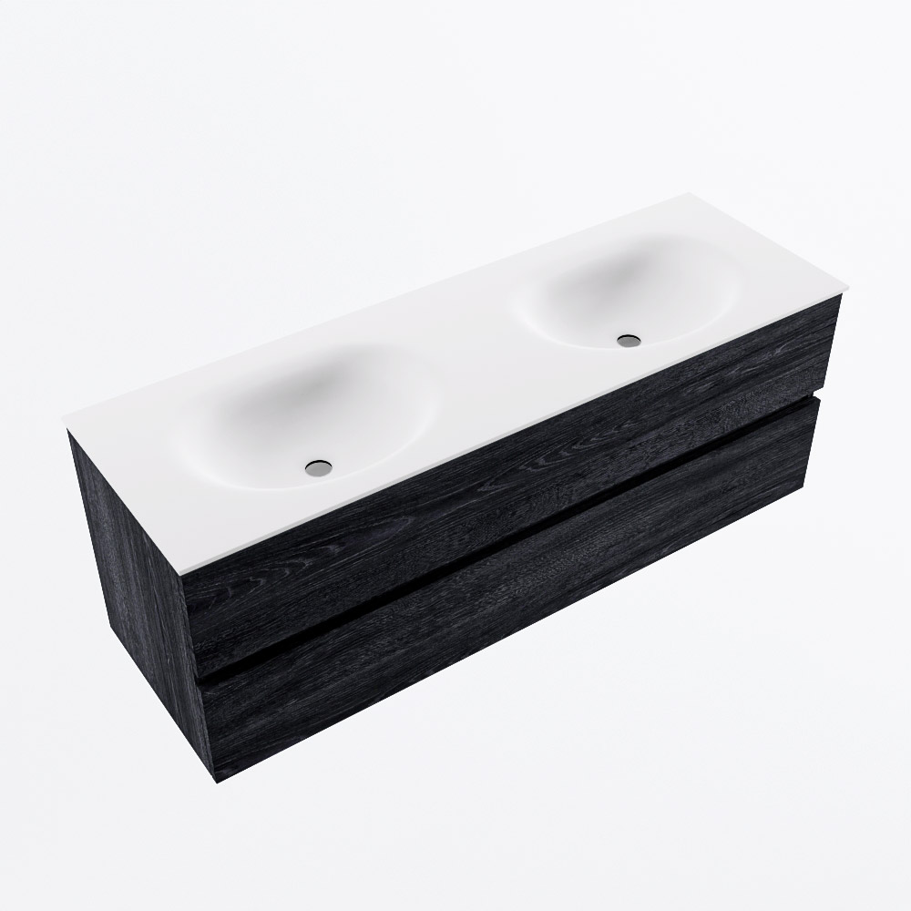 MONDIAZ VICA 140cm mueble de baño Antracite 2 cajones. Lavabo MOON Doble 2 orificios, color Talc. 5 MONDIAZ VICA 140cm mueble de baño Antracite 2 cajones. Lavabo MOON Doble 2 orificios, color Talc. - Imagen 5
