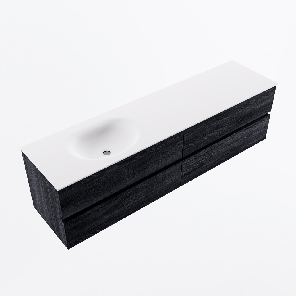 MONDIAZ VICA 180cm mueble de baño Antracite 4 cajones. Lavabo MOON Izquierda 1 orificio, color Talc. 6 MONDIAZ VICA 180cm mueble de baño Antracite 4 cajones. Lavabo MOON Izquierda 1 orificio, color Talc. - Imagen 6