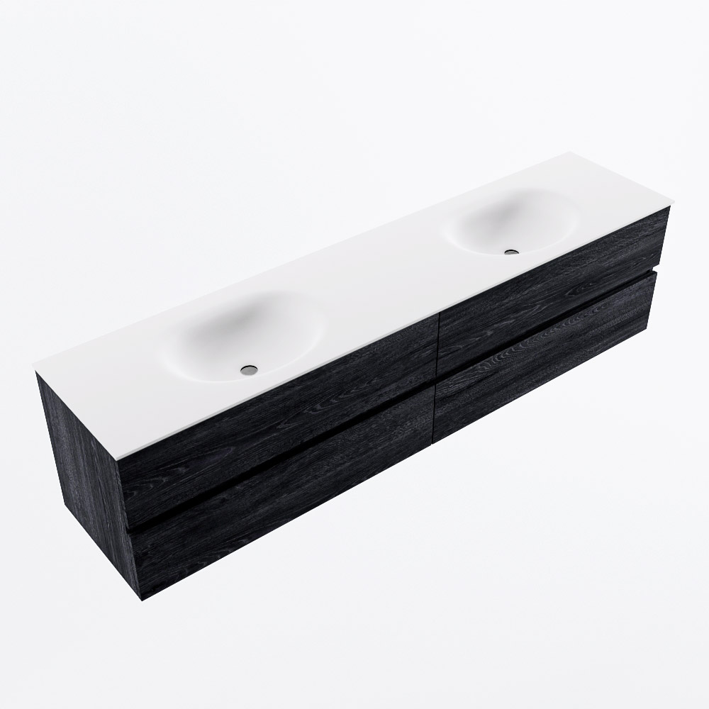 MONDIAZ VICA 200cm mueble de baño Antracite 4 cajones. Lavabo MOON Doble sin orificio, color Talc. 4 MONDIAZ VICA 200cm mueble de baño Antracite 4 cajones. Lavabo MOON Doble sin orificio, color Talc. - Imagen 4
