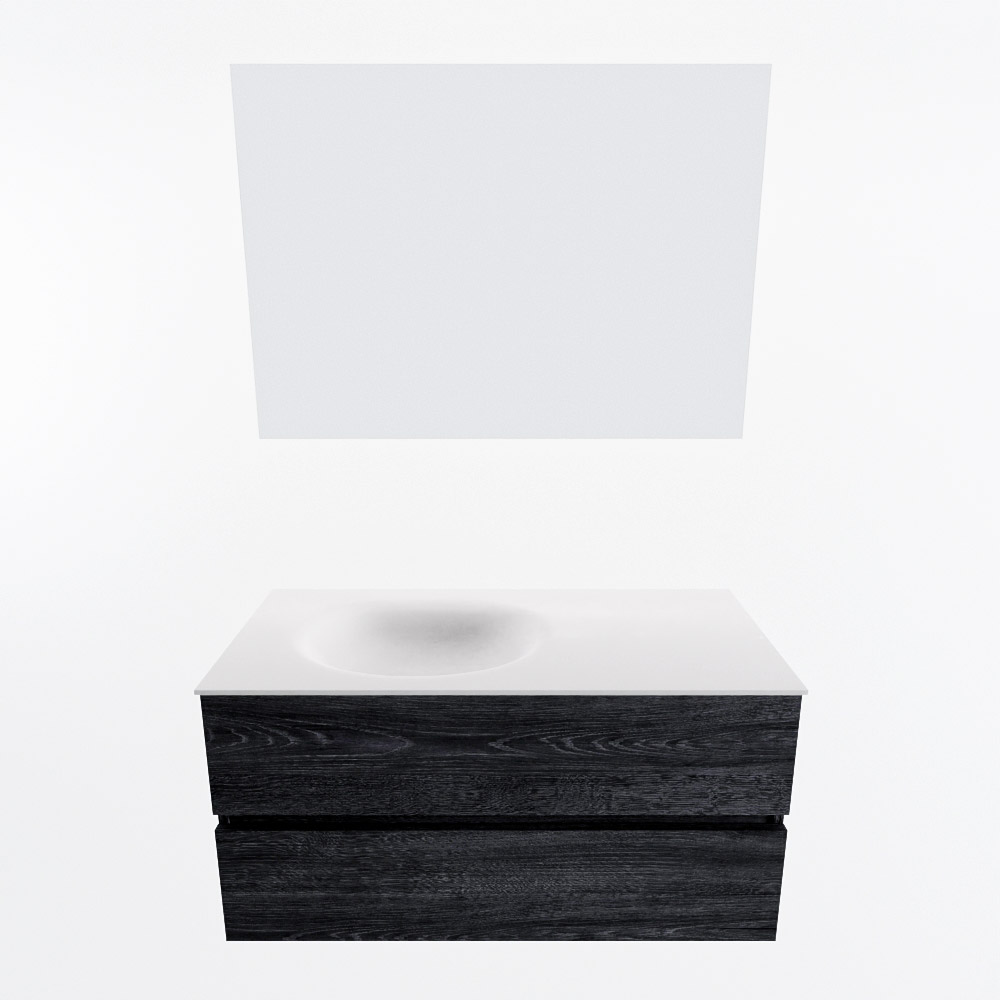 MONDIAZ VICA 100cm mueble de baño Antracite 2 cajones. Lavabo MOON Izquierda 1 orificio color Talc con espejo LED. 5 MONDIAZ VICA 100cm mueble de baño Antracite 2 cajones. Lavabo MOON Izquierda 1 orificio color Talc con espejo LED. - Imagen 5