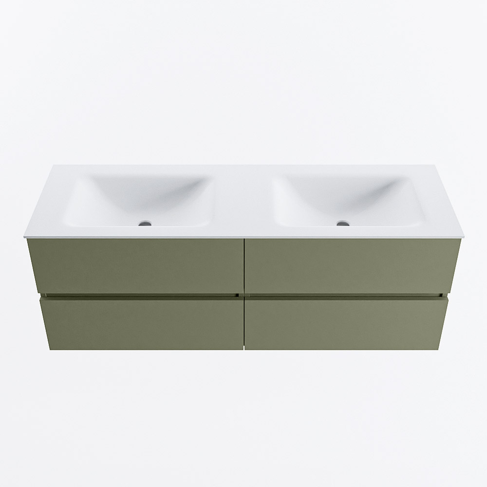 MONDIAZ VICA 140cm mueble de baño Army 4 cajones. Lavabo CLOUD Doble sin orificio, color Talc. 5 MONDIAZ VICA 140cm mueble de baño Army 4 cajones. Lavabo CLOUD Doble sin orificio, color Talc. - Imagen 5