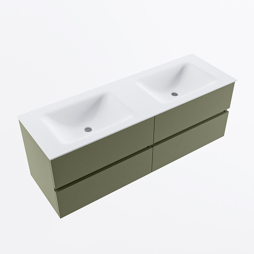 MONDIAZ VICA 140cm mueble de baño Army 4 cajones. Lavabo CLOUD Doble 2 orificios, color Talc. 6 MONDIAZ VICA 140cm mueble de baño Army 4 cajones. Lavabo CLOUD Doble 2 orificios, color Talc. - Imagen 6
