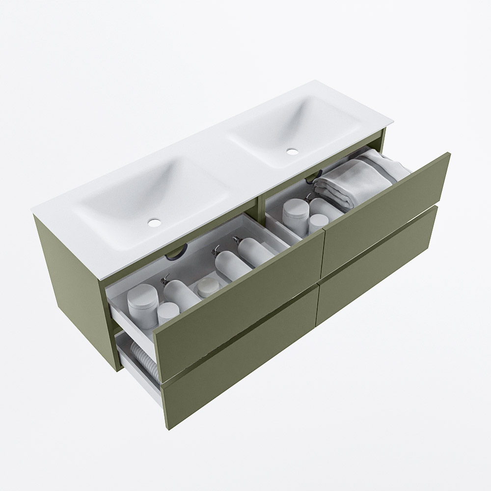 MONDIAZ VICA 140cm mueble de baño Army 4 cajones. Lavabo CLOUD Doble 2 orificios, color Talc. 7 MONDIAZ VICA 140cm mueble de baño Army 4 cajones. Lavabo CLOUD Doble 2 orificios, color Talc. - Imagen 7