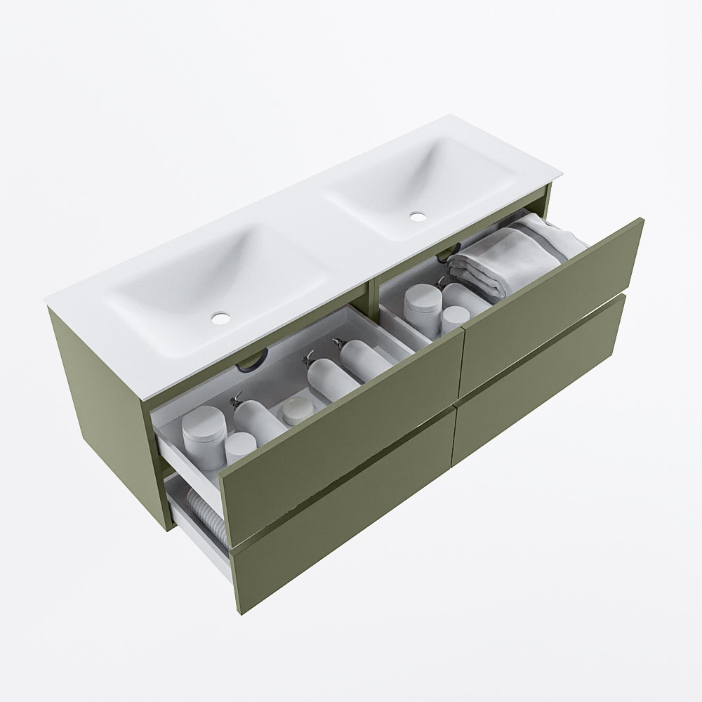 MONDIAZ VICA 140cm mueble de baño Army 4 cajones. Lavabo CLOUD Doble sin orificio, color Talc. 7 MONDIAZ VICA 140cm mueble de baño Army 4 cajones. Lavabo CLOUD Doble sin orificio, color Talc. - Imagen 7