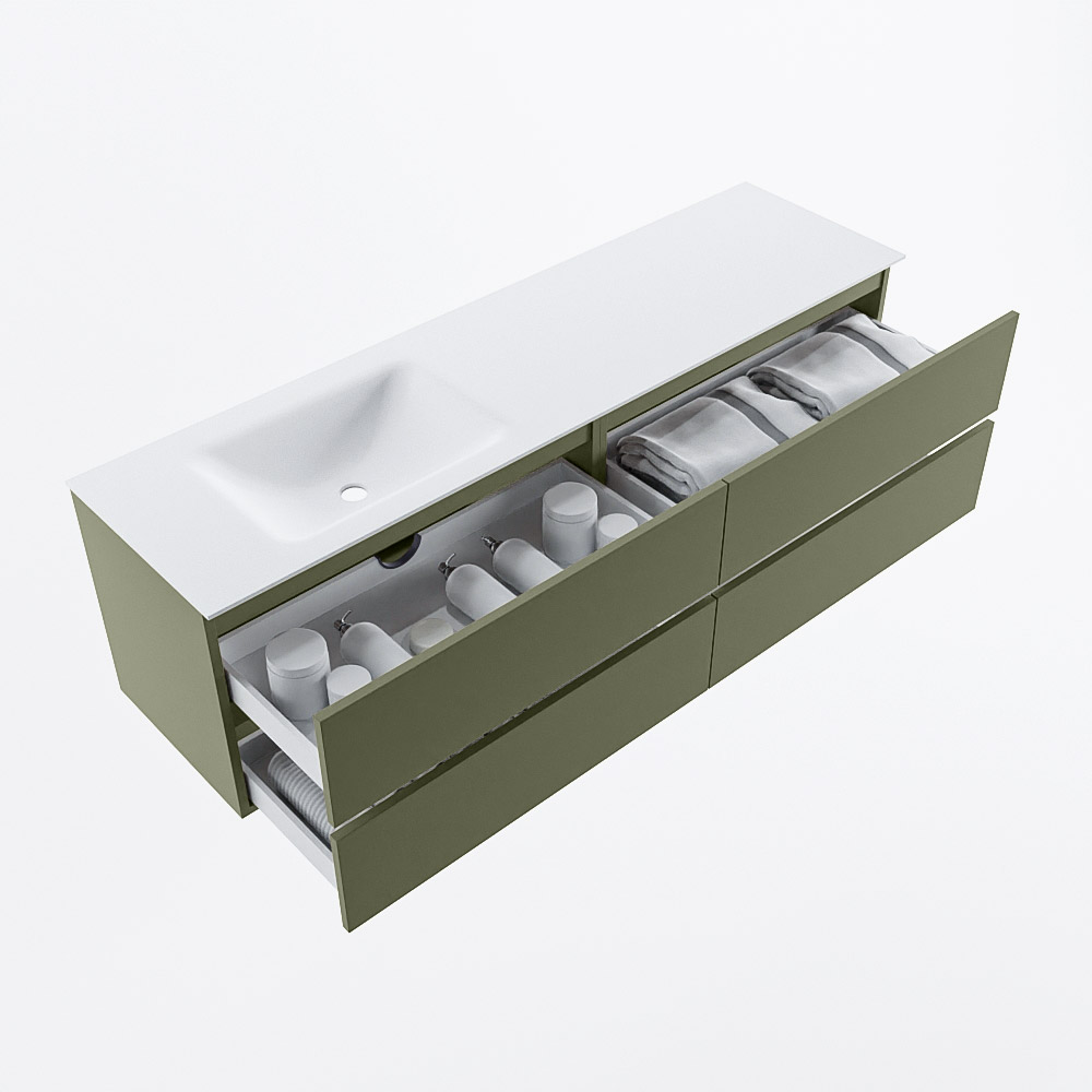 MONDIAZ VICA 170cm mueble de baño Army 4 cajones. Lavabo CLOUD Izquierda 1 orificio, color Talc. 7 MONDIAZ VICA 170cm mueble de baño Army 4 cajones. Lavabo CLOUD Izquierda 1 orificio, color Talc. - Imagen 7