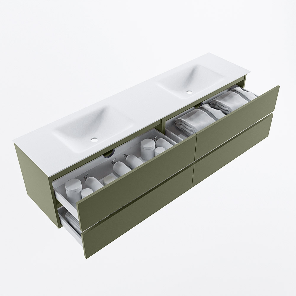 MONDIAZ VICA 190cm mueble de baño Army 4 cajones. Lavabo CLOUD Doble 2 orificios, color Talc. 7 MONDIAZ VICA 190cm mueble de baño Army 4 cajones. Lavabo CLOUD Doble 2 orificios, color Talc. - Imagen 7