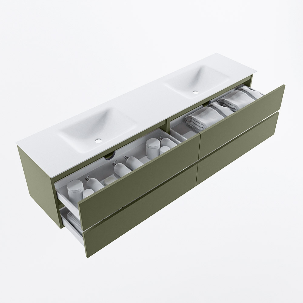 MONDIAZ VICA 200cm mueble de baño Army 4 cajones. Lavabo CLOUD Doble sin orificio, color Talc. 7 MONDIAZ VICA 200cm mueble de baño Army 4 cajones. Lavabo CLOUD Doble sin orificio, color Talc. - Imagen 7