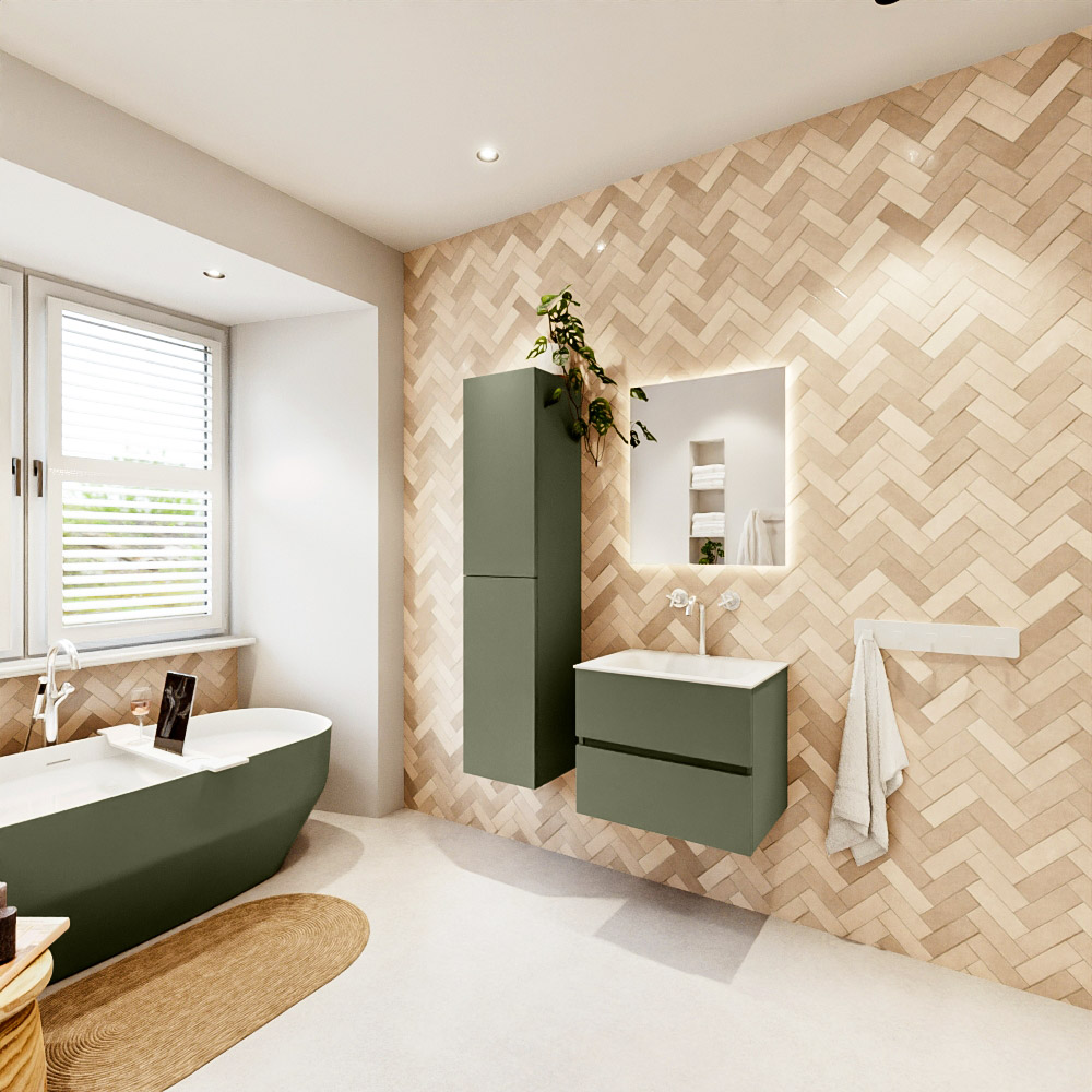 MONDIAZ VICA 60cm mueble de baño Army 2 cajones. Lavabo CLOUD Centro 1 orificio, color Talc. 4 MONDIAZ VICA 60cm mueble de baño Army 2 cajones. Lavabo CLOUD Centro 1 orificio, color Talc. - Imagen 4