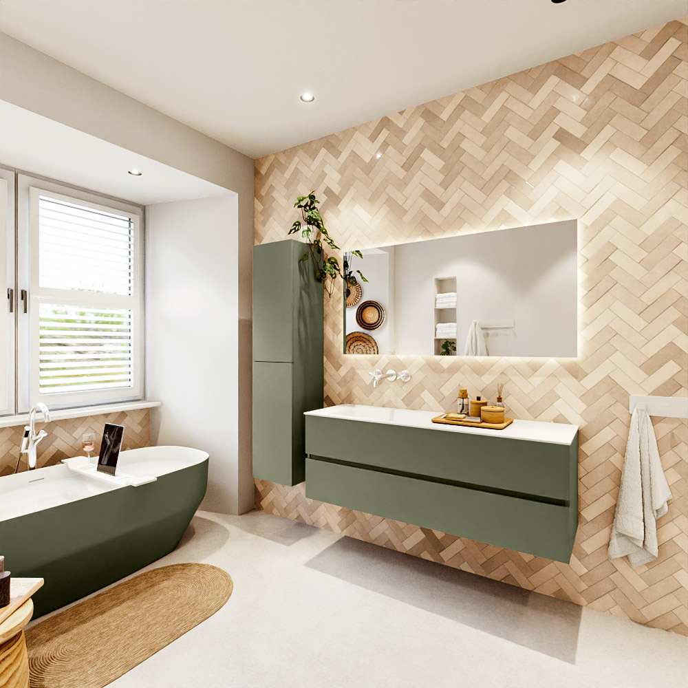 MONDIAZ VICA 140cm mueble de baño Army 2 cajones. Lavabo CLOUD Izquierda sin orificio, color Talc. 4 MONDIAZ VICA 140cm mueble de baño Army 2 cajones. Lavabo CLOUD Izquierda sin orificio, color Talc. - Imagen 4