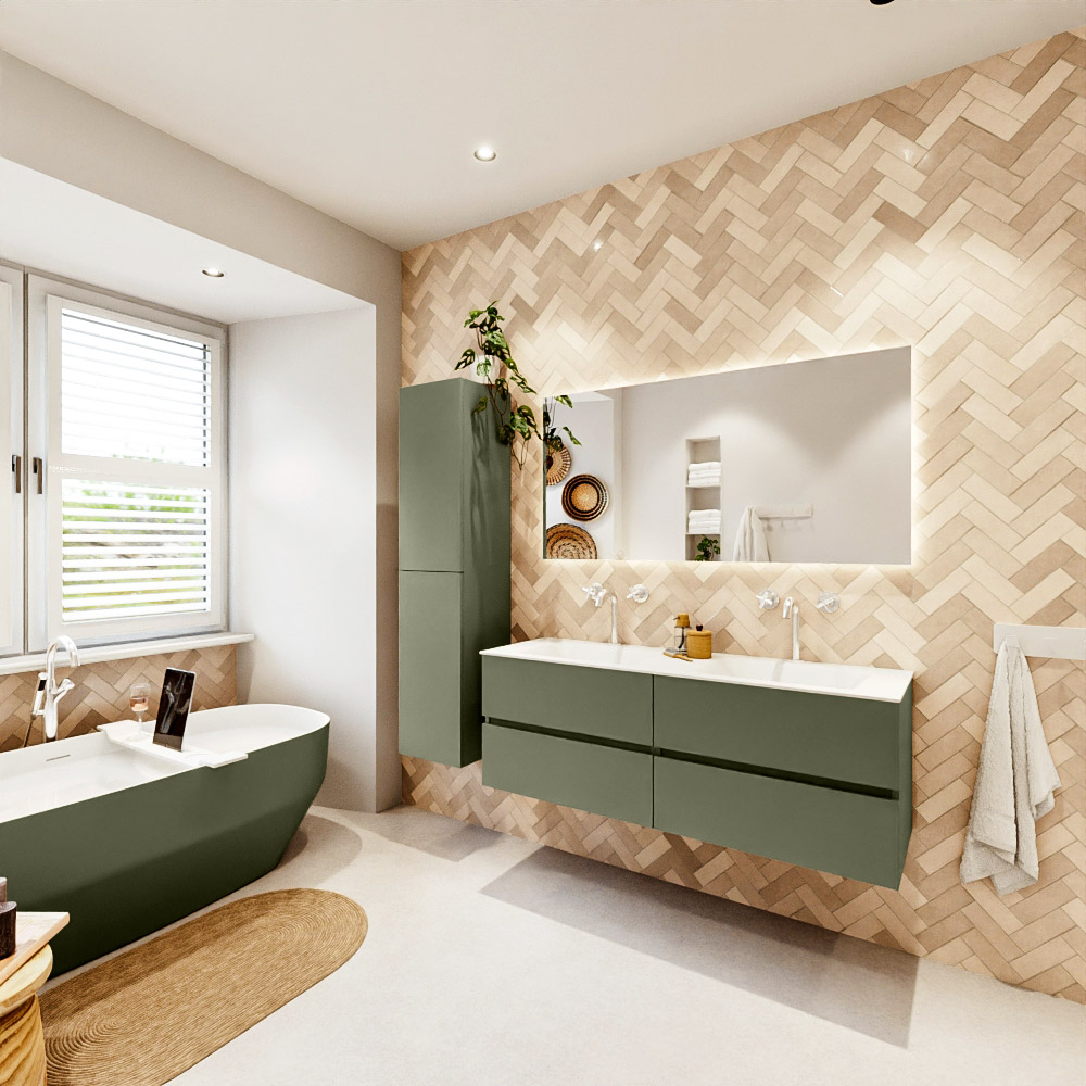 MONDIAZ VICA 140cm mueble de baño Army 4 cajones. Lavabo CLOUD Doble 2 orificios, color Talc. 4 MONDIAZ VICA 140cm mueble de baño Army 4 cajones. Lavabo CLOUD Doble 2 orificios, color Talc. - Imagen 4