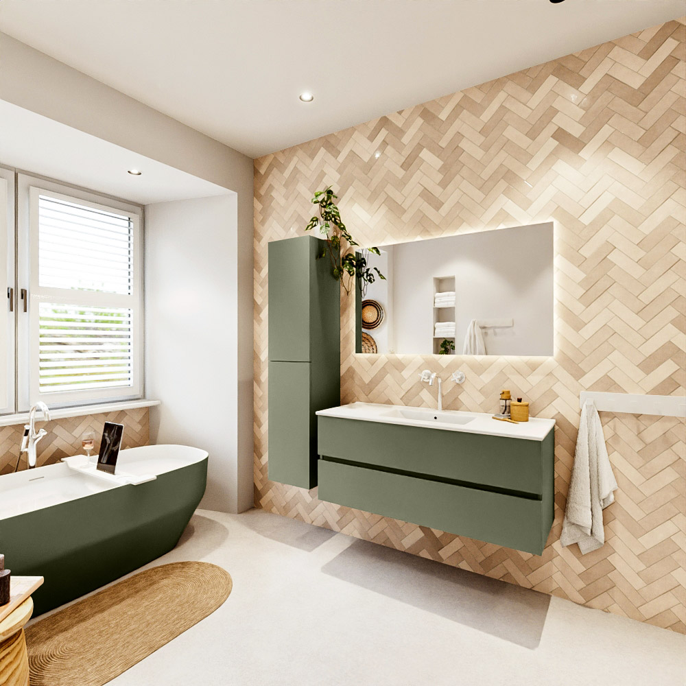 MONDIAZ VICA 120cm mueble de baño Army 2 cajones. Lavabo DENIA Centro 1 orificio, color Blanco brillo. 4 MONDIAZ VICA 120cm mueble de baño Army 2 cajones. Lavabo DENIA Centro 1 orificio, color Blanco brillo. - Imagen 4