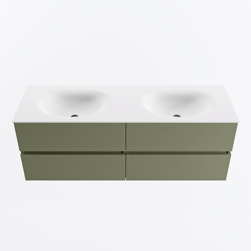 MONDIAZ VICA 140cm mueble de baño Army 4 cajones. Lavabo MOON Doble sin orificio, color Talc. 5 MONDIAZ VICA 140cm mueble de baño Army 4 cajones. Lavabo MOON Doble sin orificio, color Talc. - Imagen 5