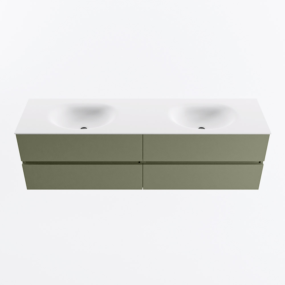 MONDIAZ VICA 170cm mueble de baño Army 4 cajones. Lavabo MOON Doble 2 orificios, color Talc. 5 MONDIAZ VICA 170cm mueble de baño Army 4 cajones. Lavabo MOON Doble 2 orificios, color Talc. - Imagen 5