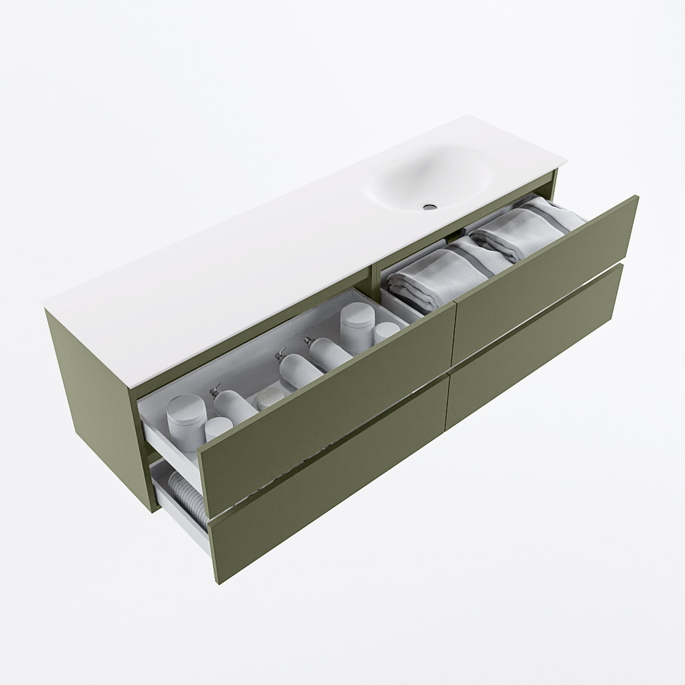 MONDIAZ VICA 170cm mueble de baño Army 4 cajones. Lavabo MOON Derecho 1 orificio, color Talc. 7 MONDIAZ VICA 170cm mueble de baño Army 4 cajones. Lavabo MOON Derecho 1 orificio, color Talc. - Imagen 7