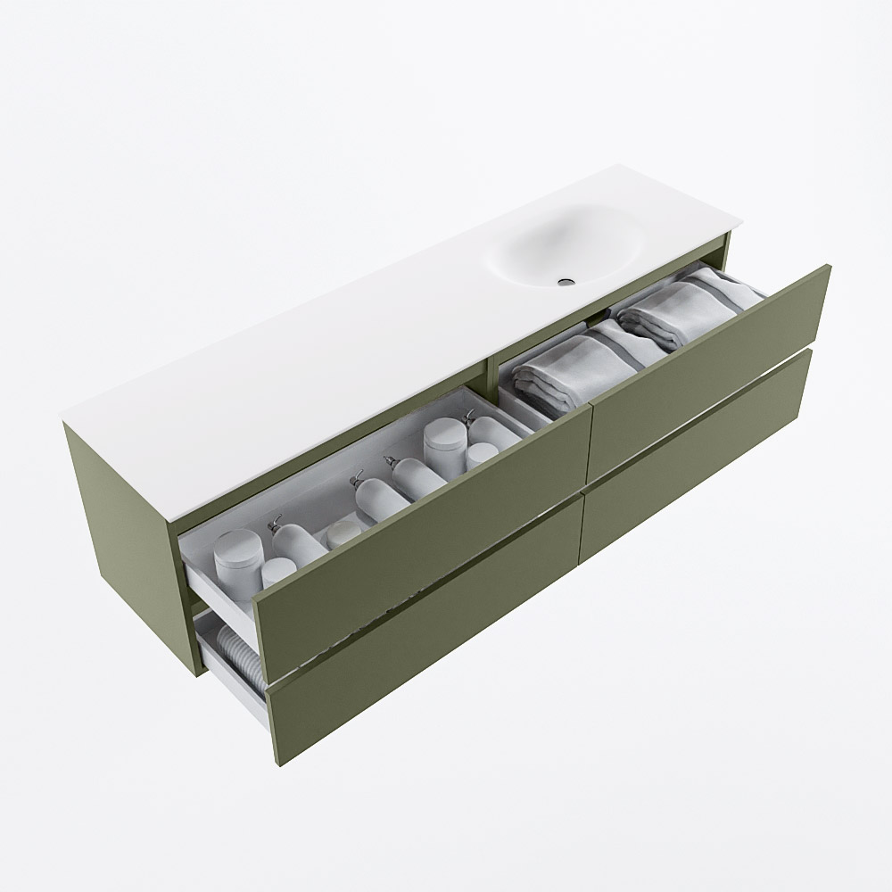 MONDIAZ VICA 180cm mueble de baño Army 4 cajones. Lavabo MOON Derecho sin orificio, color Talc. 7 MONDIAZ VICA 180cm mueble de baño Army 4 cajones. Lavabo MOON Derecho sin orificio, color Talc. - Imagen 7