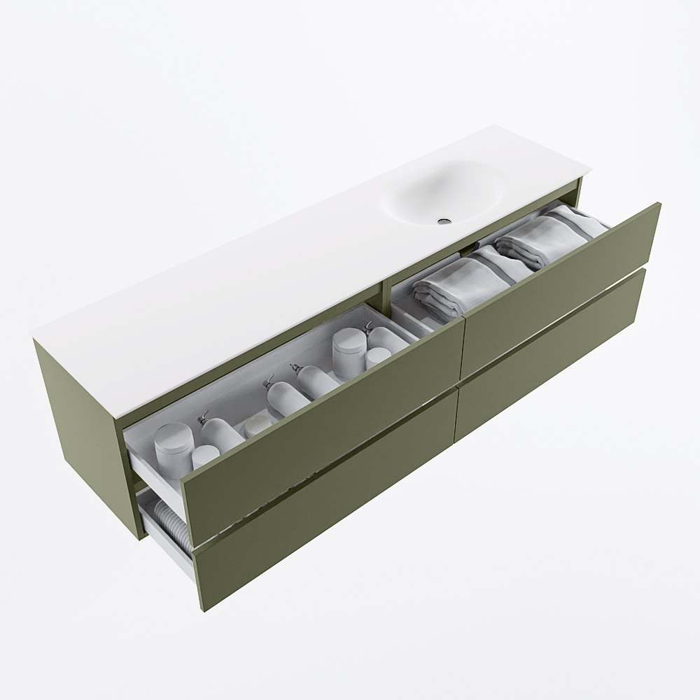 MONDIAZ VICA 190cm mueble de baño Army 4 cajones. Lavabo MOON Derecho sin orificio, color Talc. 7 MONDIAZ VICA 190cm mueble de baño Army 4 cajones. Lavabo MOON Derecho sin orificio, color Talc. - Imagen 7