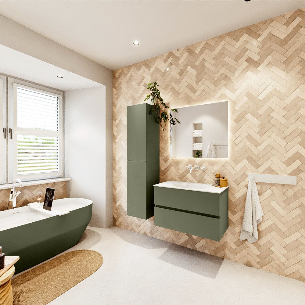 MONDIAZ VICA 80cm mueble de baño Army 2 cajones. Lavabo MOON Centro sin orificio, color Talc. 4 MONDIAZ VICA 80cm mueble de baño Army 2 cajones. Lavabo MOON Centro sin orificio, color Talc. - Imagen 4