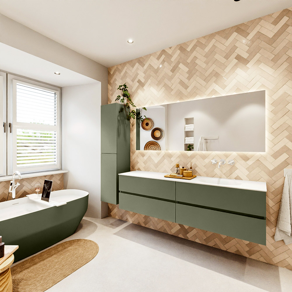 MONDIAZ VICA 180cm mueble de baño Army 4 cajones. Lavabo MOON Derecho sin orificio, color Talc. 4 MONDIAZ VICA 180cm mueble de baño Army 4 cajones. Lavabo MOON Derecho sin orificio, color Talc. - Imagen 4
