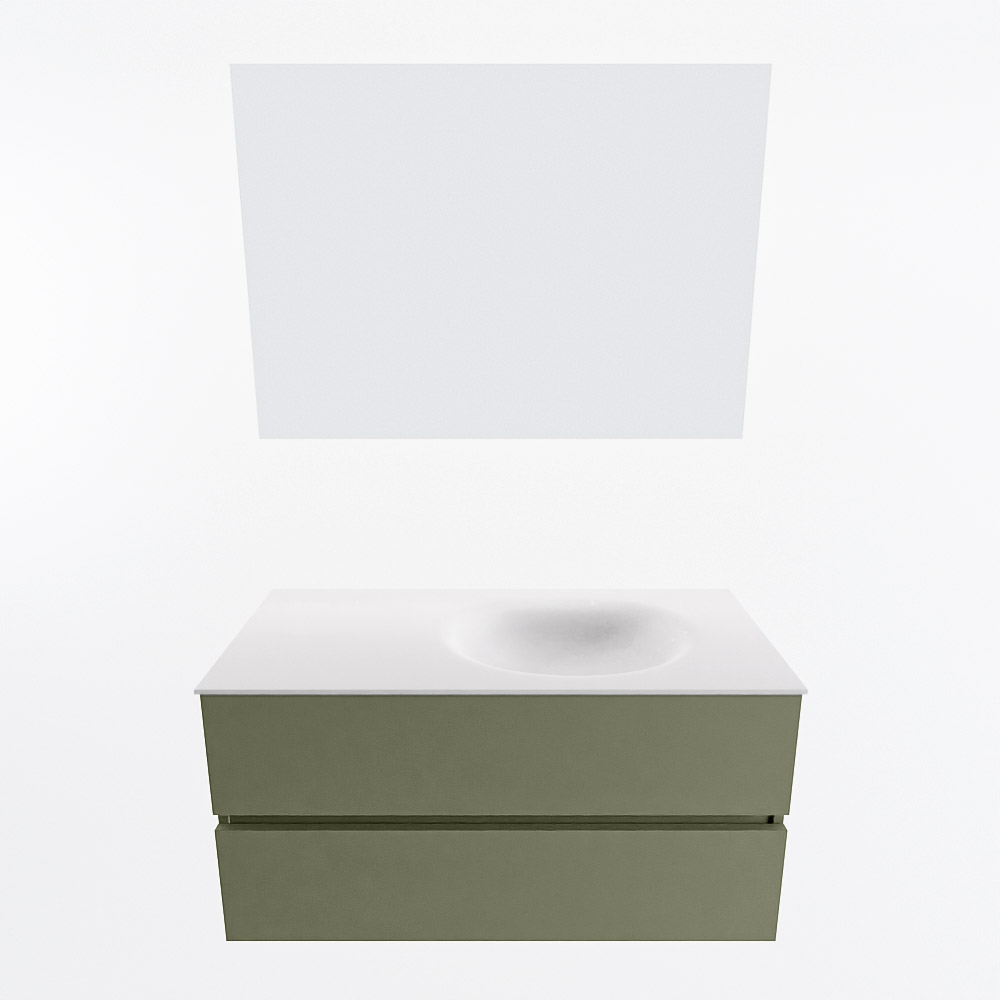 MONDIAZ VICA 100cm mueble de baño Army 2 cajones. Lavabo MOON Derecho sin orificio color Talc con espejo LED. 5 MONDIAZ VICA 100cm mueble de baño Army 2 cajones. Lavabo MOON Derecho sin orificio color Talc con espejo LED. - Imagen 5
