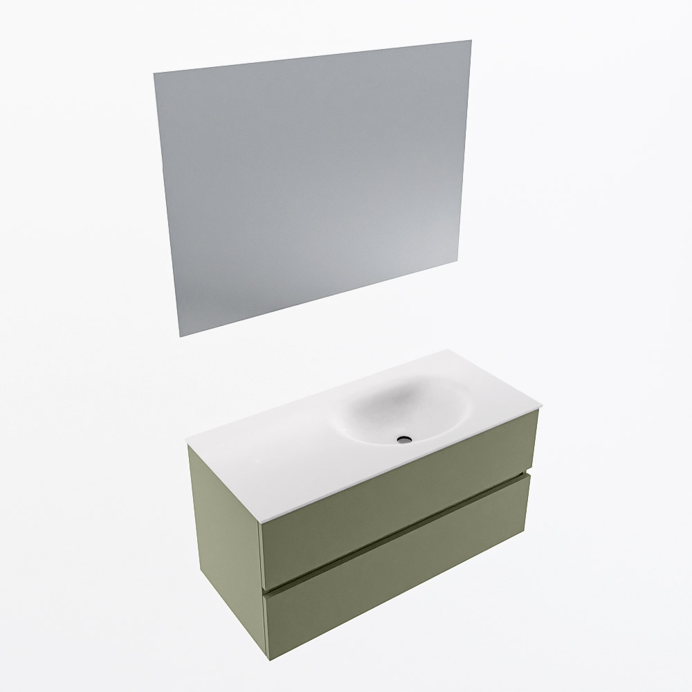 MONDIAZ VICA 100cm mueble de baño Army 2 cajones. Lavabo MOON Derecho sin orificio color Talc con espejo LED. 6 MONDIAZ VICA 100cm mueble de baño Army 2 cajones. Lavabo MOON Derecho sin orificio color Talc con espejo LED. - Imagen 6