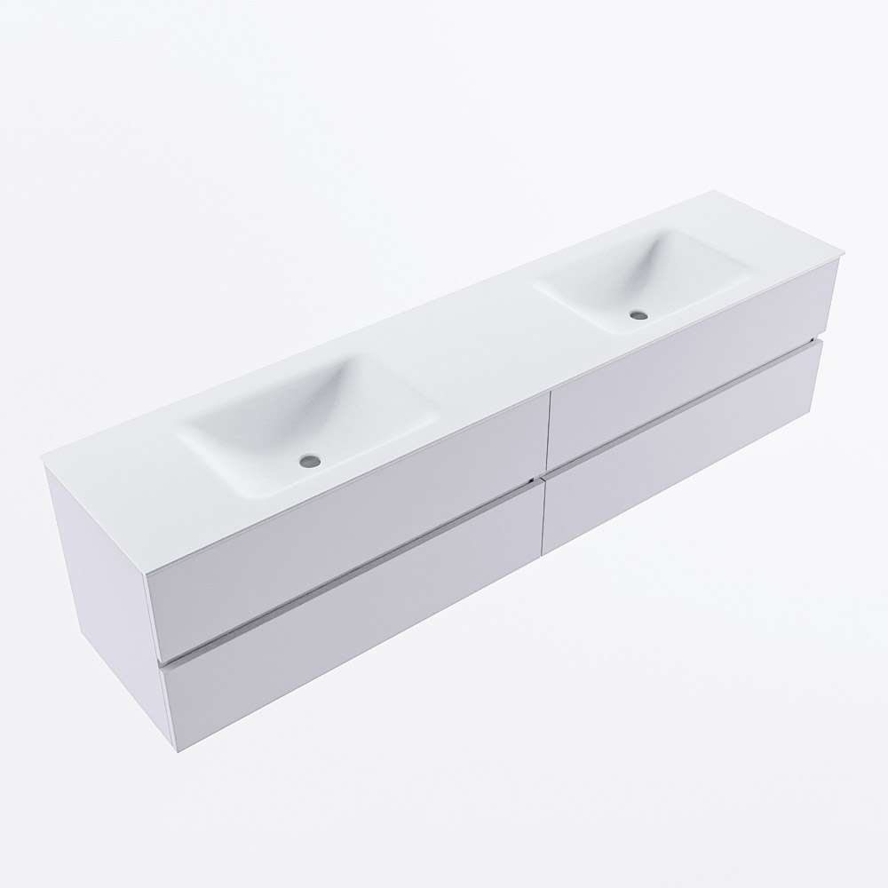 MONDIAZ VICA 200cm mueble de baño Cale 4 cajones. Lavabo CLOUD Doble sin orificio, color Talc. 6 MONDIAZ VICA 200cm mueble de baño Cale 4 cajones. Lavabo CLOUD Doble sin orificio, color Talc. - Imagen 6