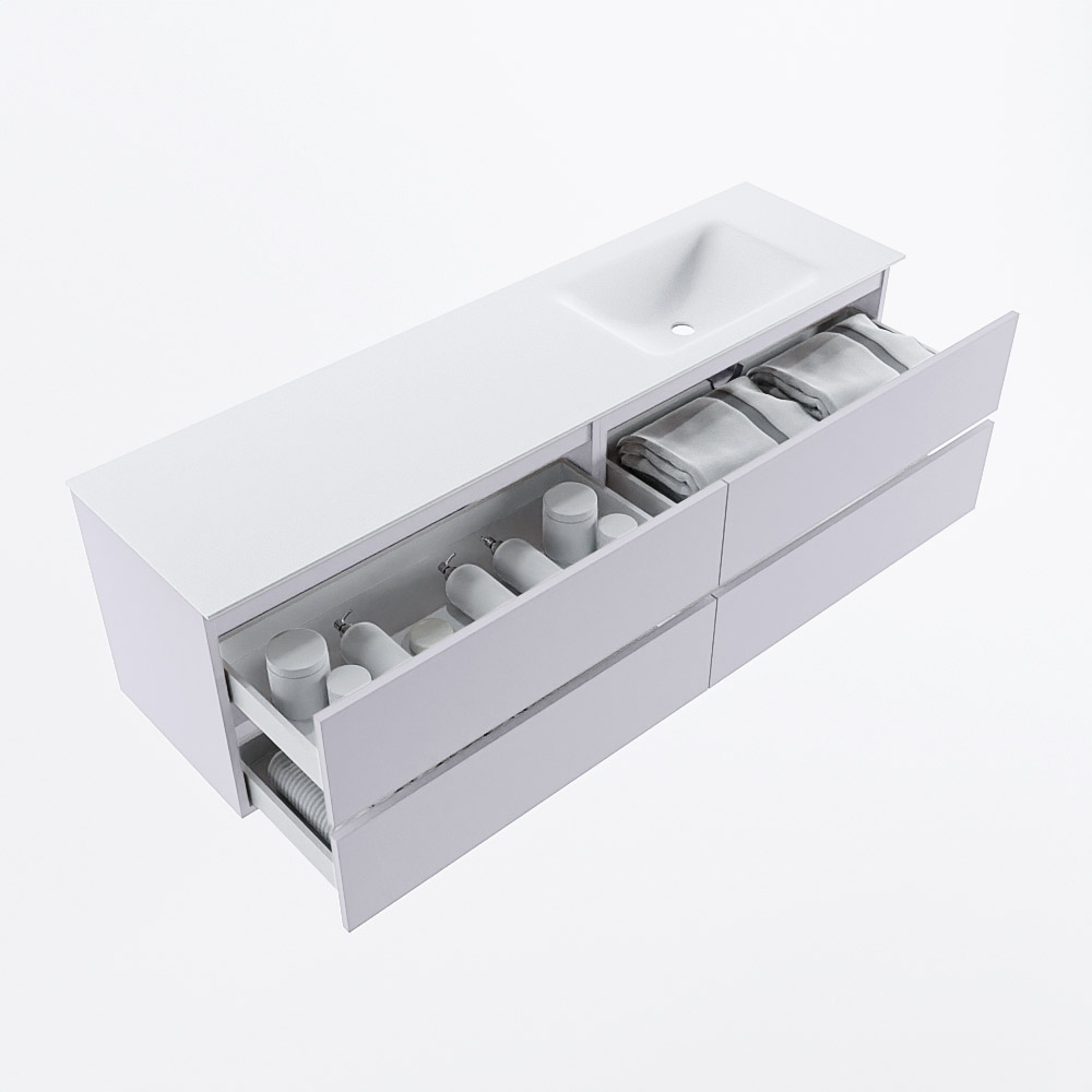 MONDIAZ VICA 170cm mueble de baño Cale 4 cajones. Lavabo CLOUD Derecho 1 orificio, color Talc. 7 MONDIAZ VICA 170cm mueble de baño Cale 4 cajones. Lavabo CLOUD Derecho 1 orificio, color Talc. - Imagen 7