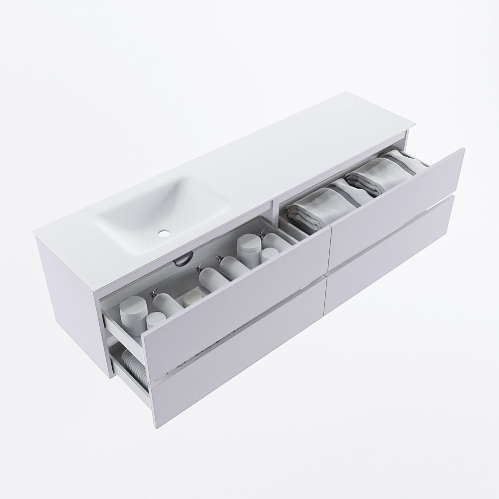 MONDIAZ VICA 180cm mueble de baño Cale 4 cajones. Lavabo CLOUD Izquierda sin orificio, color Talc. 7 MONDIAZ VICA 180cm mueble de baño Cale 4 cajones. Lavabo CLOUD Izquierda sin orificio, color Talc. - Imagen 7