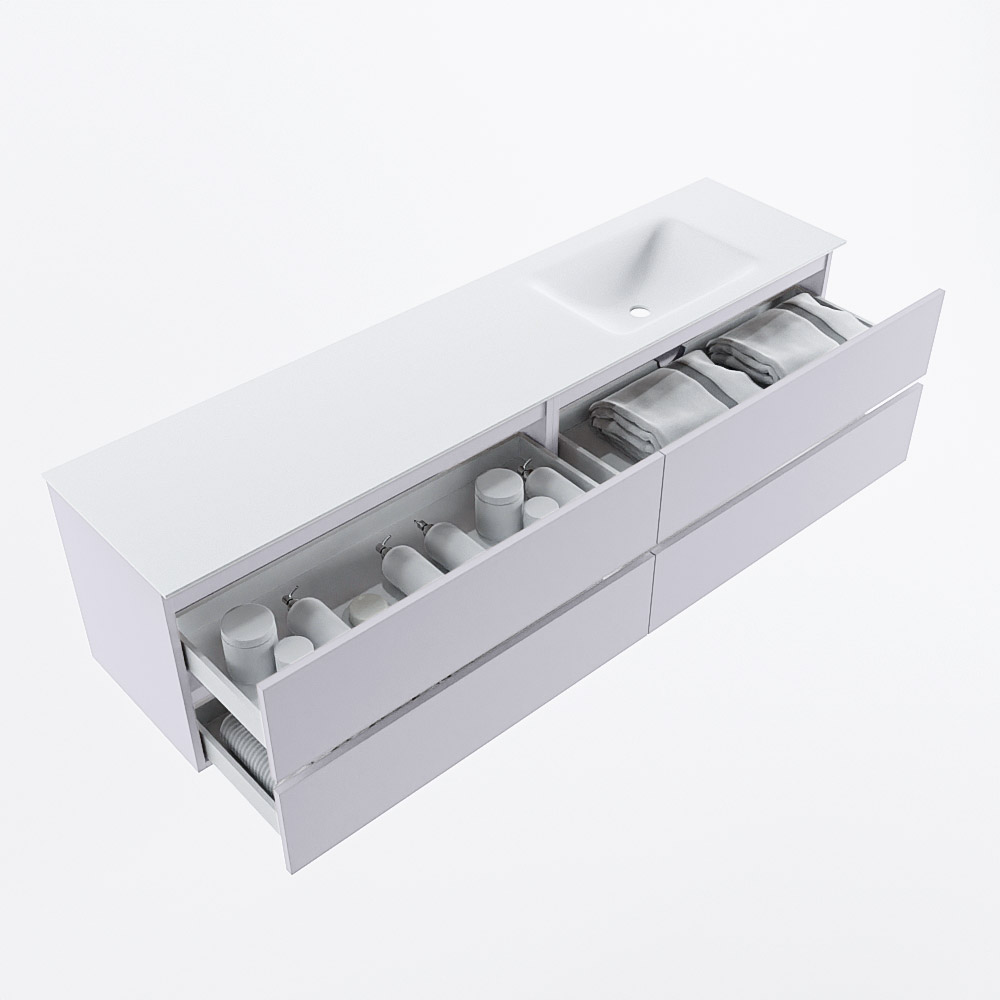 MONDIAZ VICA 190cm mueble de baño Cale 4 cajones. Lavabo CLOUD Derecho 1 orificio, color Talc. 7 MONDIAZ VICA 190cm mueble de baño Cale 4 cajones. Lavabo CLOUD Derecho 1 orificio, color Talc. - Imagen 7