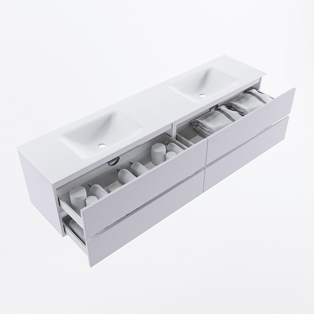 MONDIAZ VICA 200cm mueble de baño Cale 4 cajones. Lavabo CLOUD Doble sin orificio, color Talc. 7 MONDIAZ VICA 200cm mueble de baño Cale 4 cajones. Lavabo CLOUD Doble sin orificio, color Talc. - Imagen 7