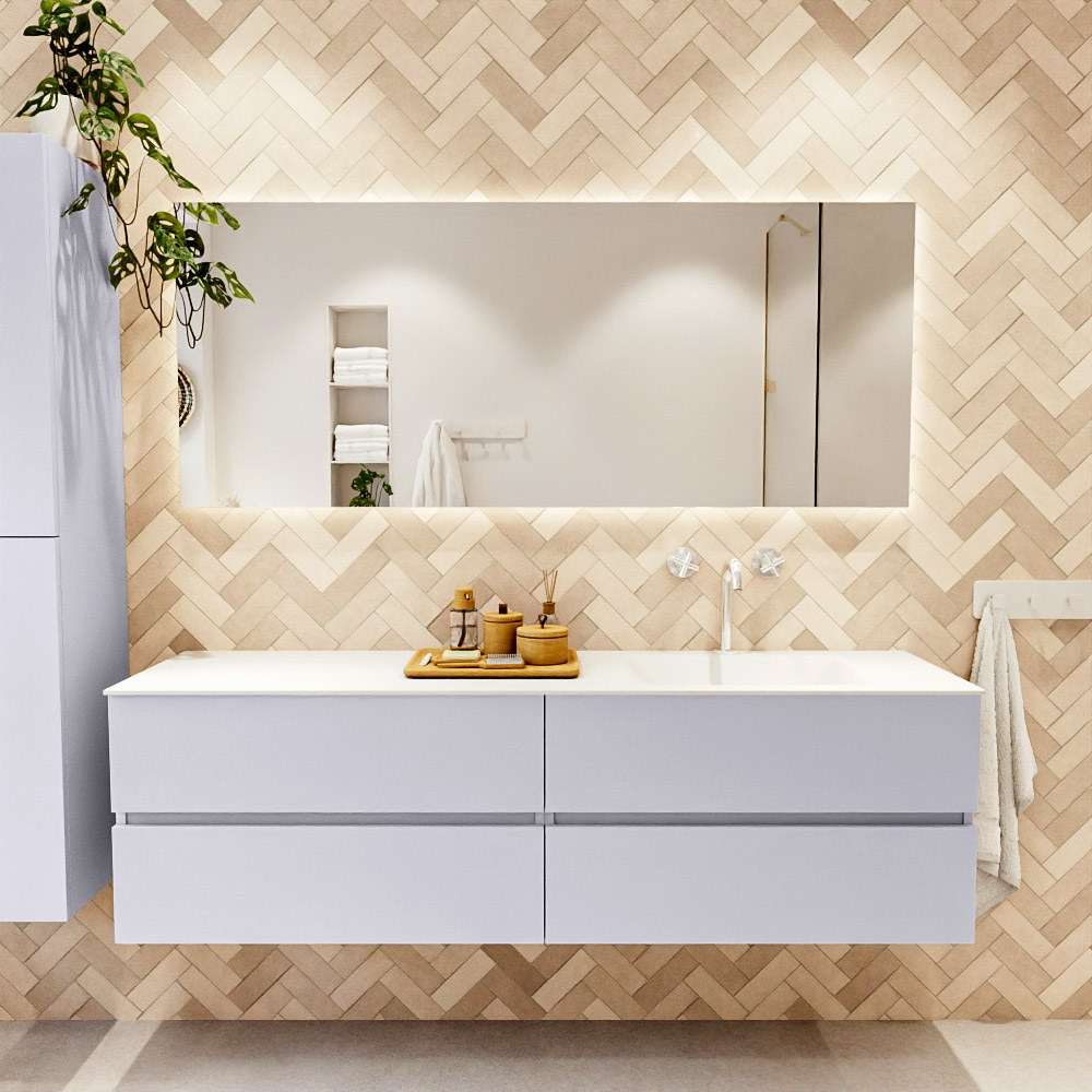 MONDIAZ VICA 170cm mueble de baño Cale 4 cajones. Lavabo CLOUD Derecho 1 orificio, color Talc. 2 color Talc.