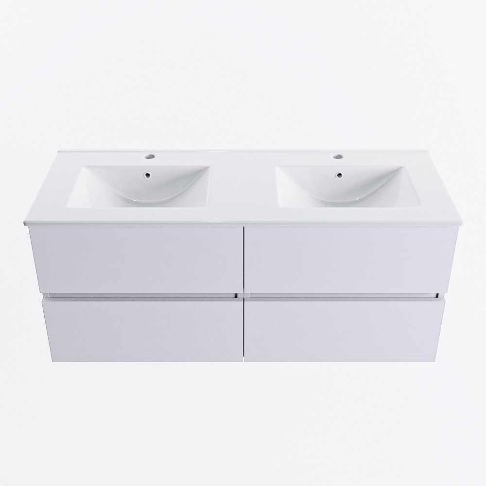 MONDIAZ VICA 120cm mueble de baño Cale 4 cajones. Lavabo DENIA Doble 2 orificios, color Blanco brillo. 5 MONDIAZ VICA 120cm mueble de baño Cale 4 cajones. Lavabo DENIA Doble 2 orificios, color Blanco brillo. - Imagen 5