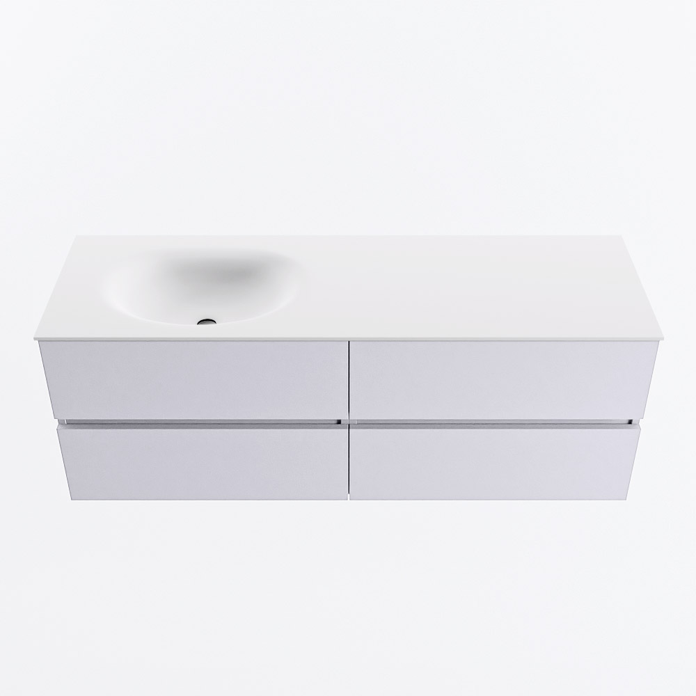 MONDIAZ VICA 140cm mueble de baño Cale 4 cajones. Lavabo MOON Izquierda sin orificio, color Talc. 5 MONDIAZ VICA 140cm mueble de baño Cale 4 cajones. Lavabo MOON Izquierda sin orificio, color Talc. - Imagen 5
