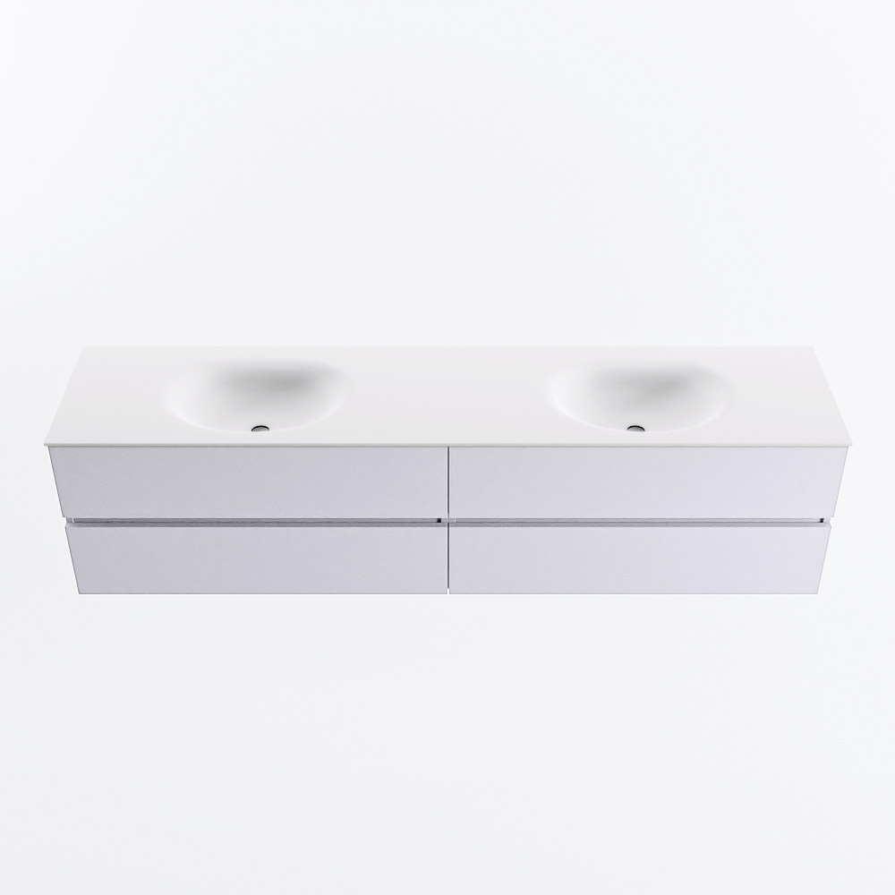 MONDIAZ VICA 200cm mueble de baño Cale 4 cajones. Lavabo MOON Doble 2 orificios, color Talc. 5 MONDIAZ VICA 200cm mueble de baño Cale 4 cajones. Lavabo MOON Doble 2 orificios, color Talc. - Imagen 5