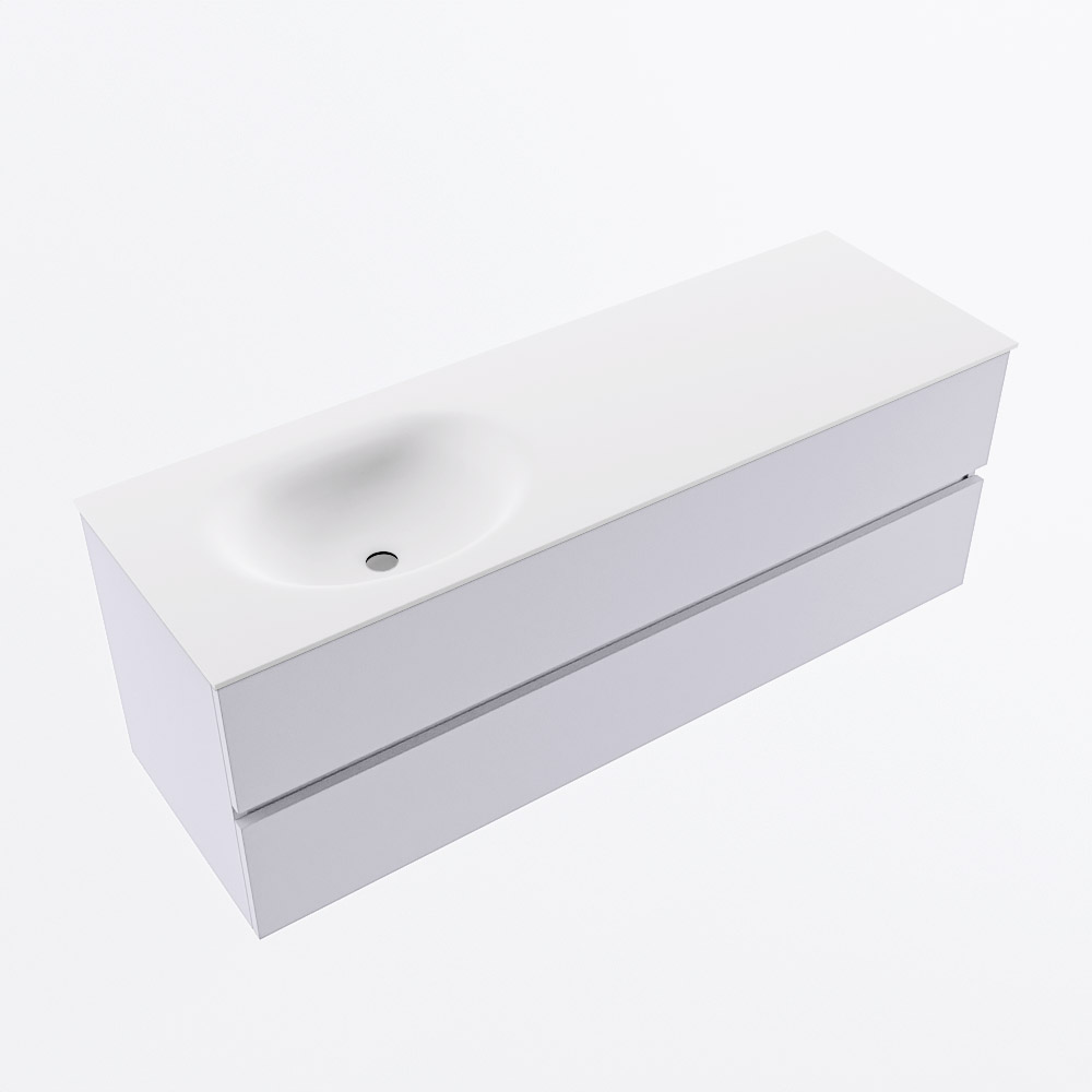 MONDIAZ VICA 140cm mueble de baño Cale 2 cajones. Lavabo MOON Izquierda 1 orificio, color Talc. 6 MONDIAZ VICA 140cm mueble de baño Cale 2 cajones. Lavabo MOON Izquierda 1 orificio, color Talc. - Imagen 6